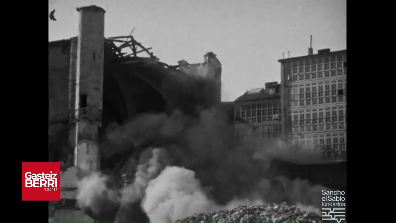 Un vídeo inédito recupera el derribo del Convento de San Francisco de Vitoria