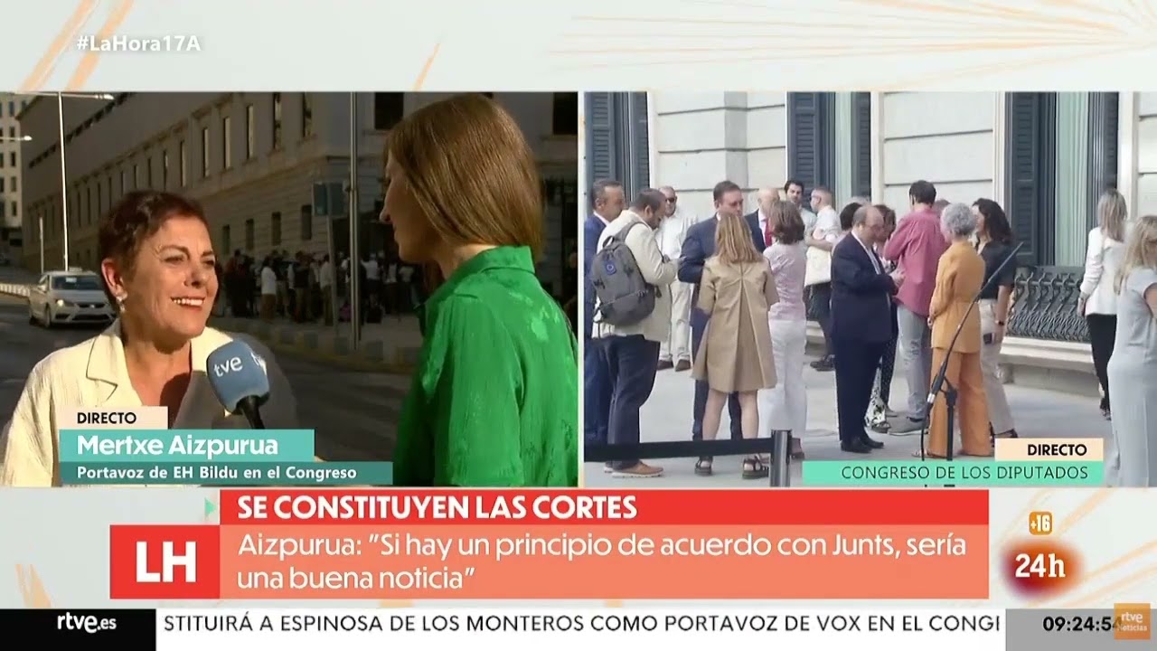 La portavoz Mertxe Aizpurua en 'La Hora de La 1' minutos antes de constituirse el Congreso