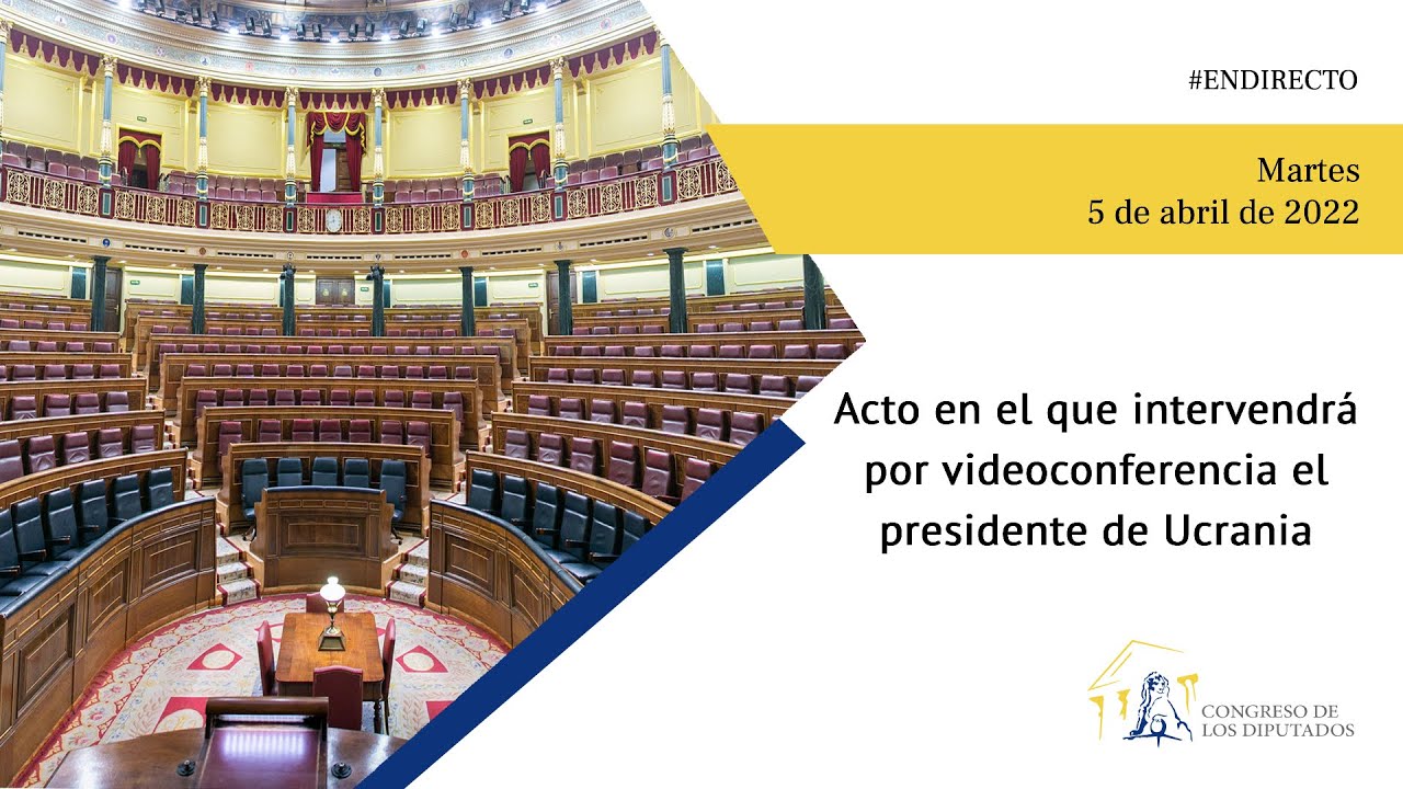 Acto en el que interviene por videoconferencia el presidente de Ucrania