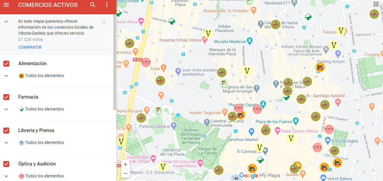 Mapa de comercios activos