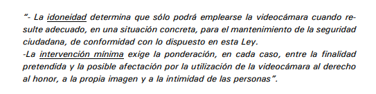 Descripción legal de los principios de "idoneidad" e "intervención mínima" extractado en el informe del Ararteko
