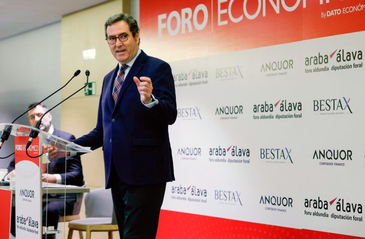 Antonio Garamendi, presidente de la CEOE durante el Foro Económico celebrado en Vitoria