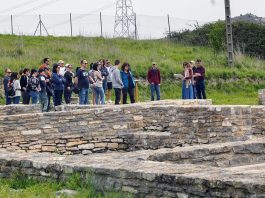 Un grupo de personas en una visita guiada en Iruña Veleia | Imagen: Alex García.