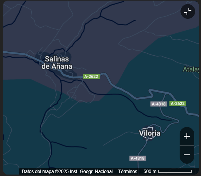 Distancia entre Añana y Viloria, fuente Google Maps