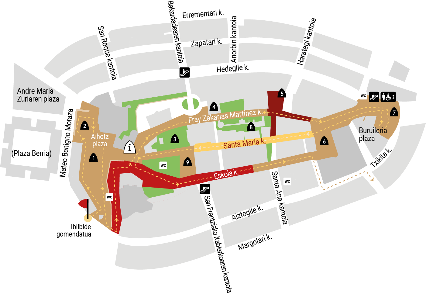 Mapa oficial del Mercado Medieval de Vitoria-Gasteiz 2025