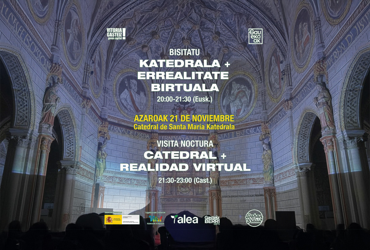 La Catedral de Santa María se transforma en una experiencia inmersiva nocturna con realidad virtual gracias a Gauekoak
