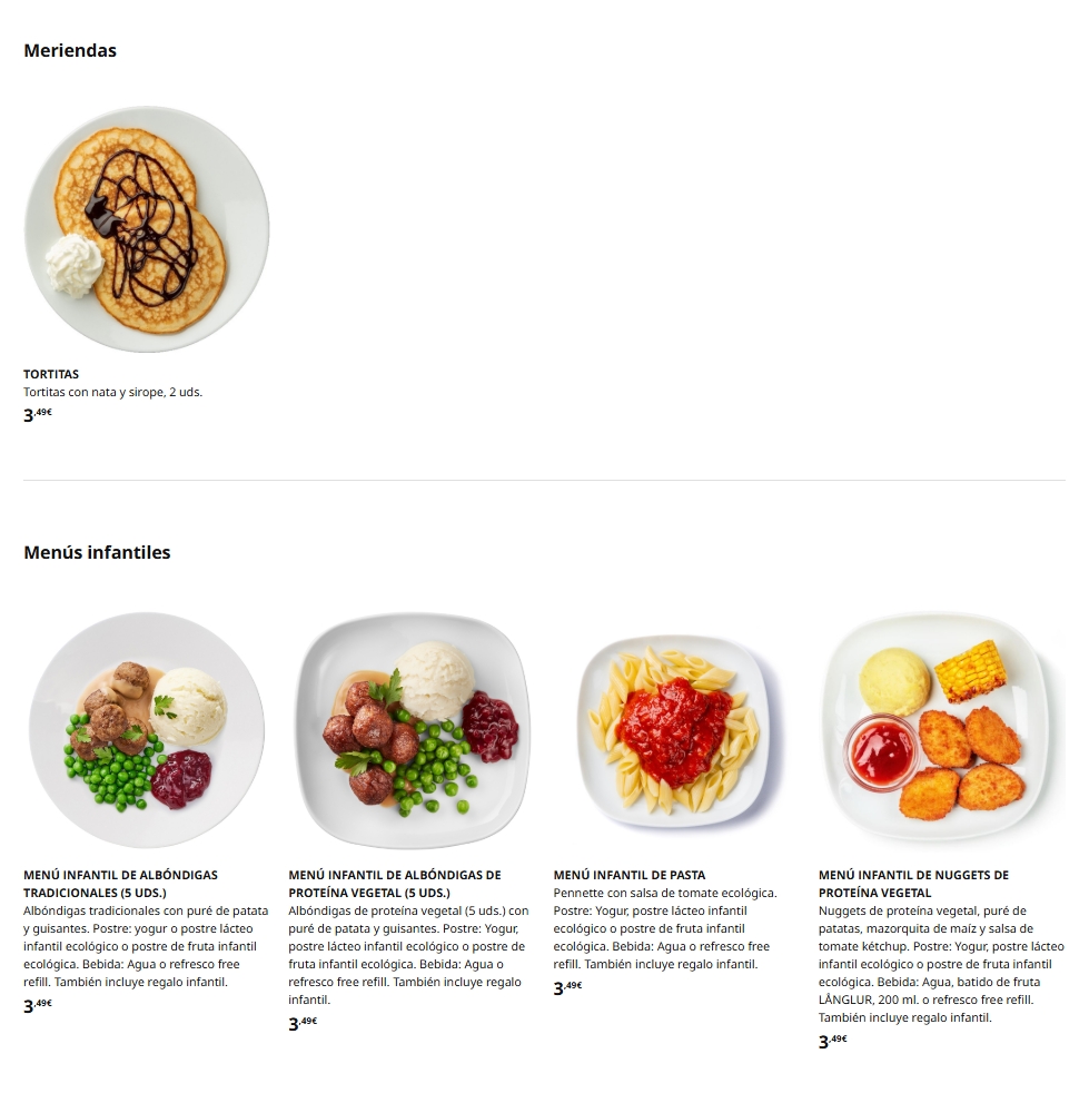 menus infantiles completos y meriendas en el restaurante de ikea de vitoria-gasteiz