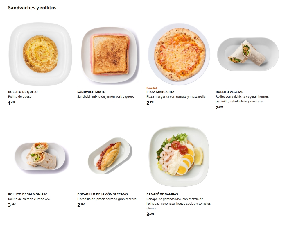 sandwiches y rollitos en el restaurante de ikea de vitoria-gasteiz