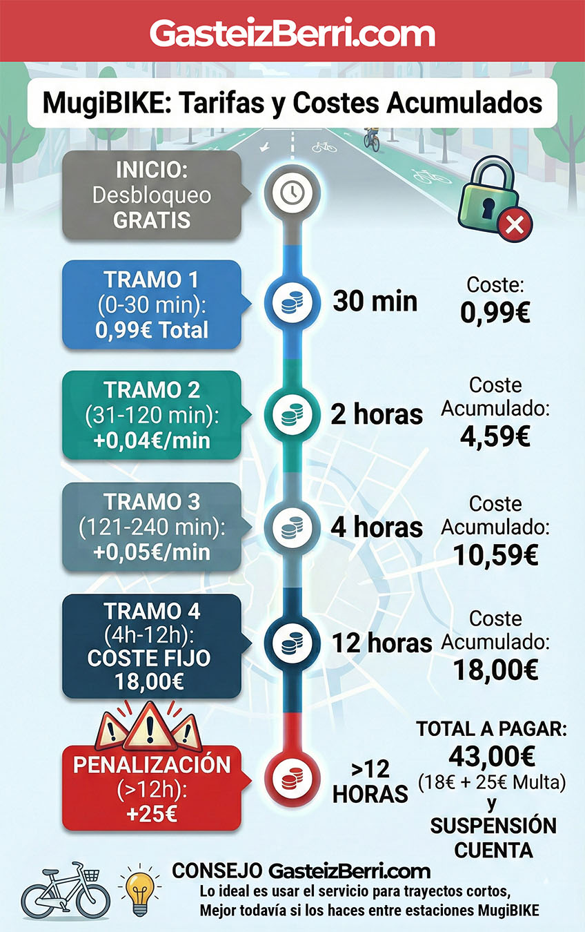 Tarifas y Costes acumulados de Mugibike