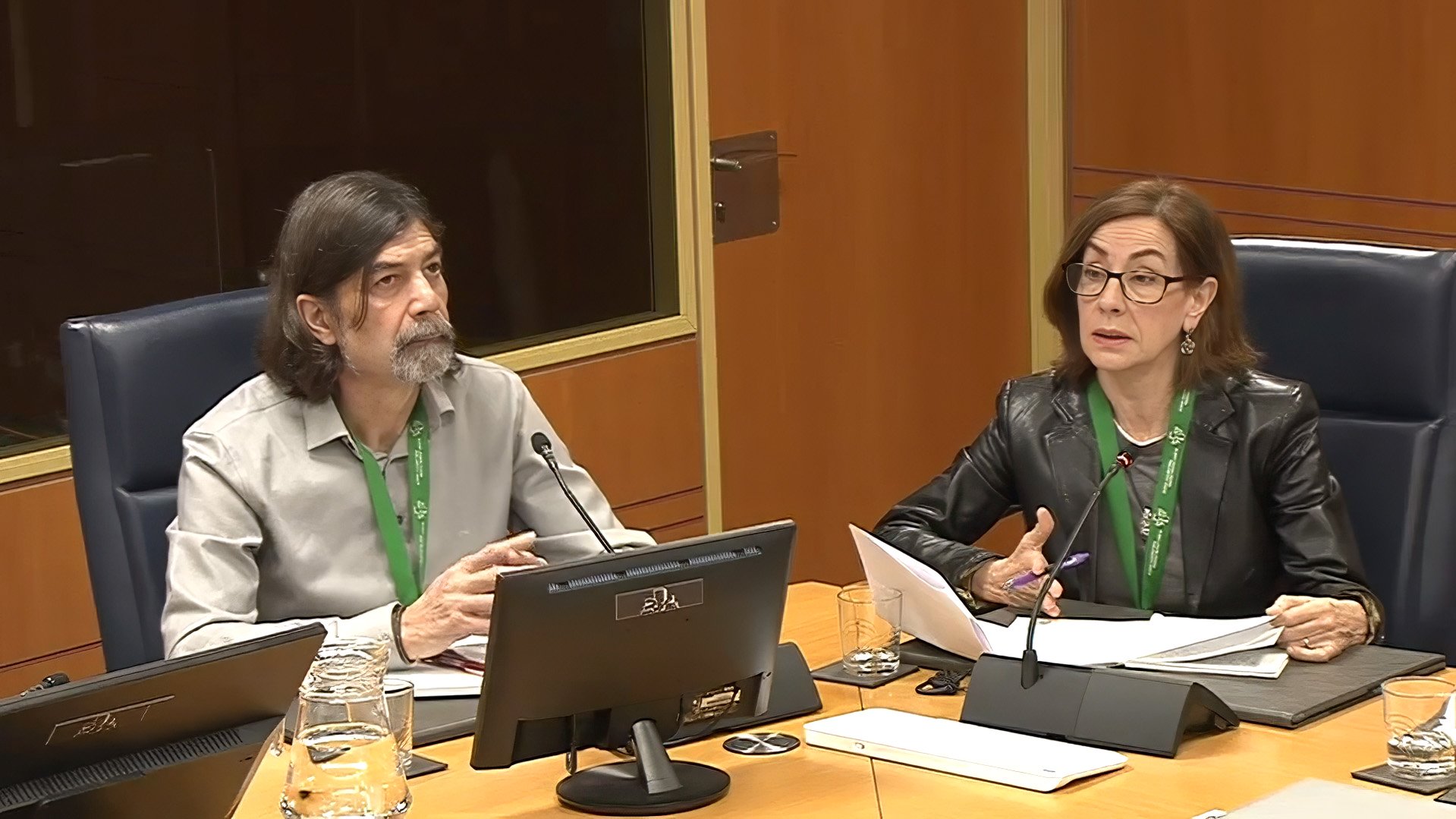 Los padres de Kerman Villate Beitia durante su comparecencia ante la  Comisión de Seguridad del Parlamento Vasco