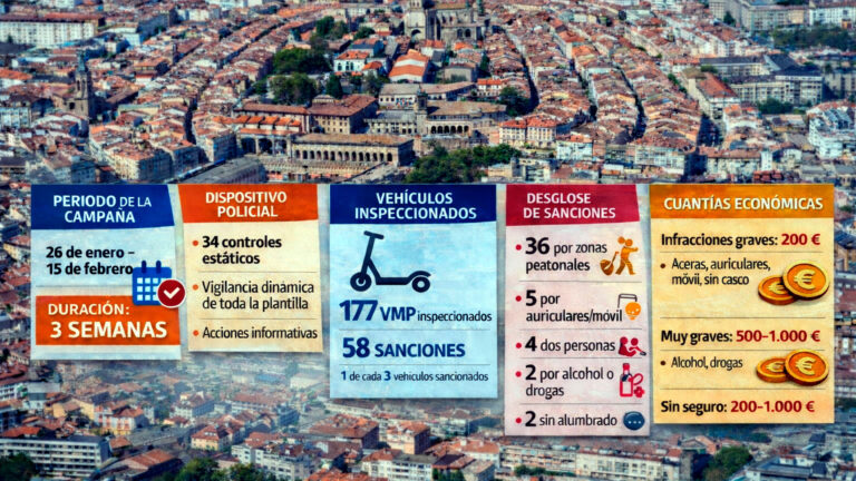 Uno de cada tres patinetes controlados en Gasteiz acaba sancionado
